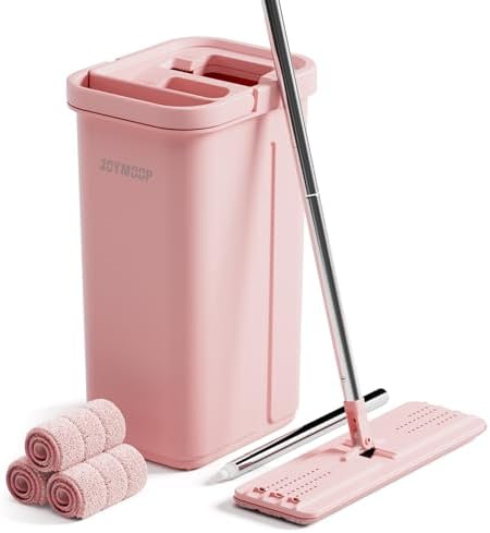 Pink Mop and Bucket with Wringer Set for Home